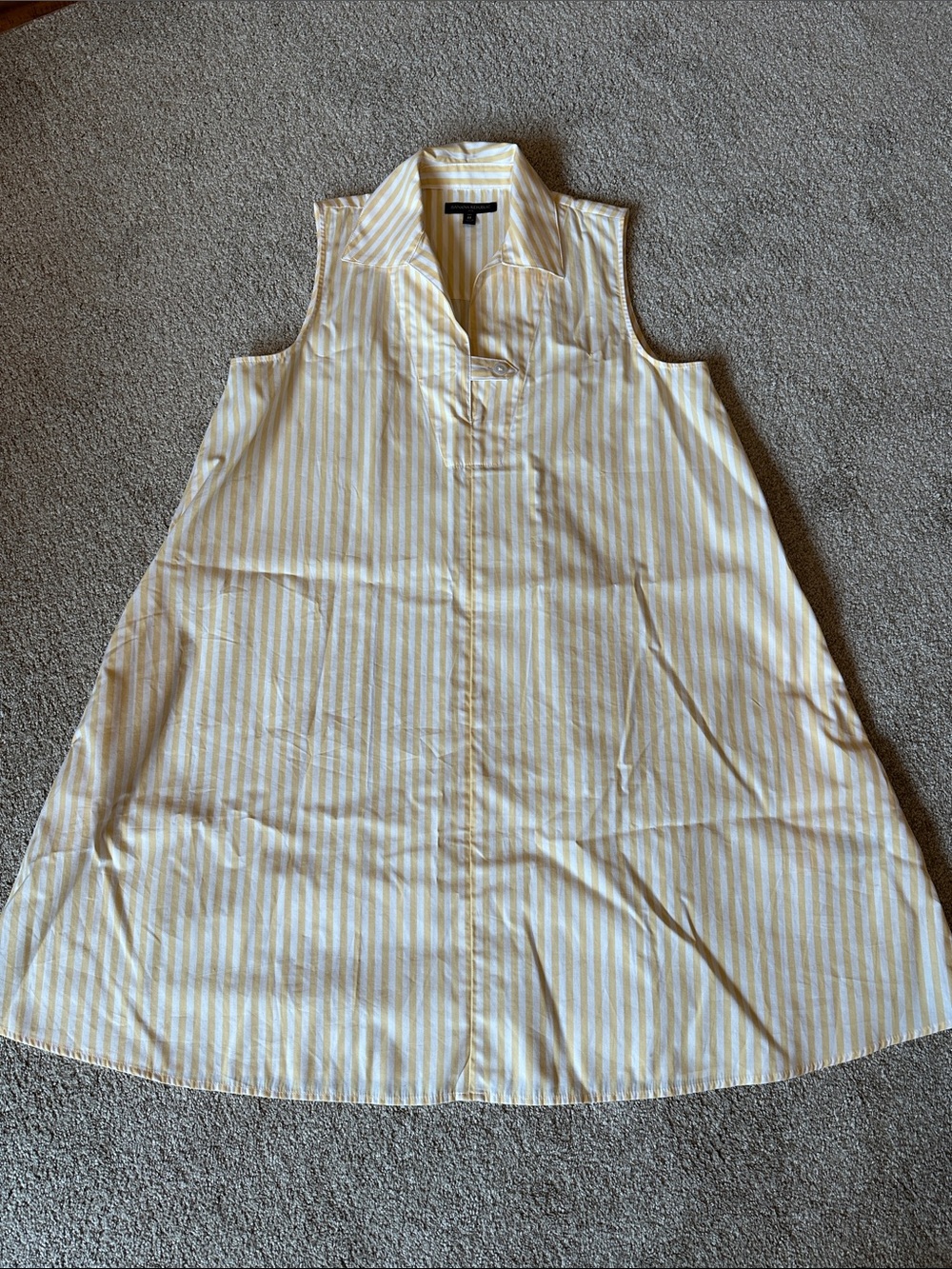 Banana Republic Yellow and White Striped Shirt Dress